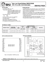 Datasheet BS616LV1622TC-70 manufacturer BSI